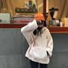 Women's Lambskin Letter Print Hooded Sweatshirt - Loose Fit, Autumn/Winter Korean Style
