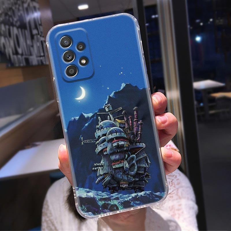 Прозрачный чехол для Samsung Galaxy A52 A51 A53 A72 A71 A73 A32 A31 A33 A22 A11, чехлы Хаяо Миядзаки, аниме «Ходячий замок Хаула»
