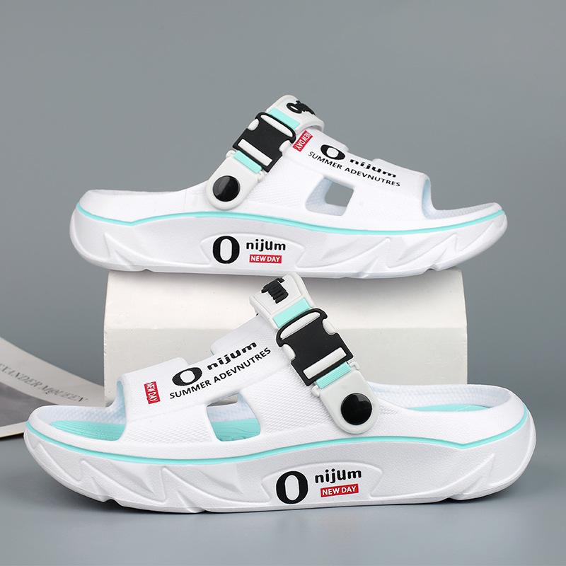 Мужские летние тапочки с толстой подошвой, нескользящие, дышащие, пляжные тапочки, домашняя обувь для улицы и дома