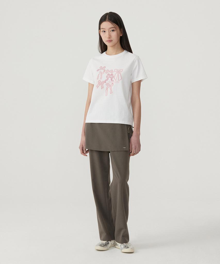 COVERNAT WOMAN Ribbon Graphic T-Shirt White