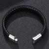 Модный мужской черный плетеный кожаный браслет с застежкой из нержавеющей стали, модные ювелирные браслеты