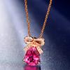 BELLA BOX New Sweet Fashion Bow  Rose Red Color Pendant Clavicle Chain For Women Charm Wedding Engagement Fine Jewelry
