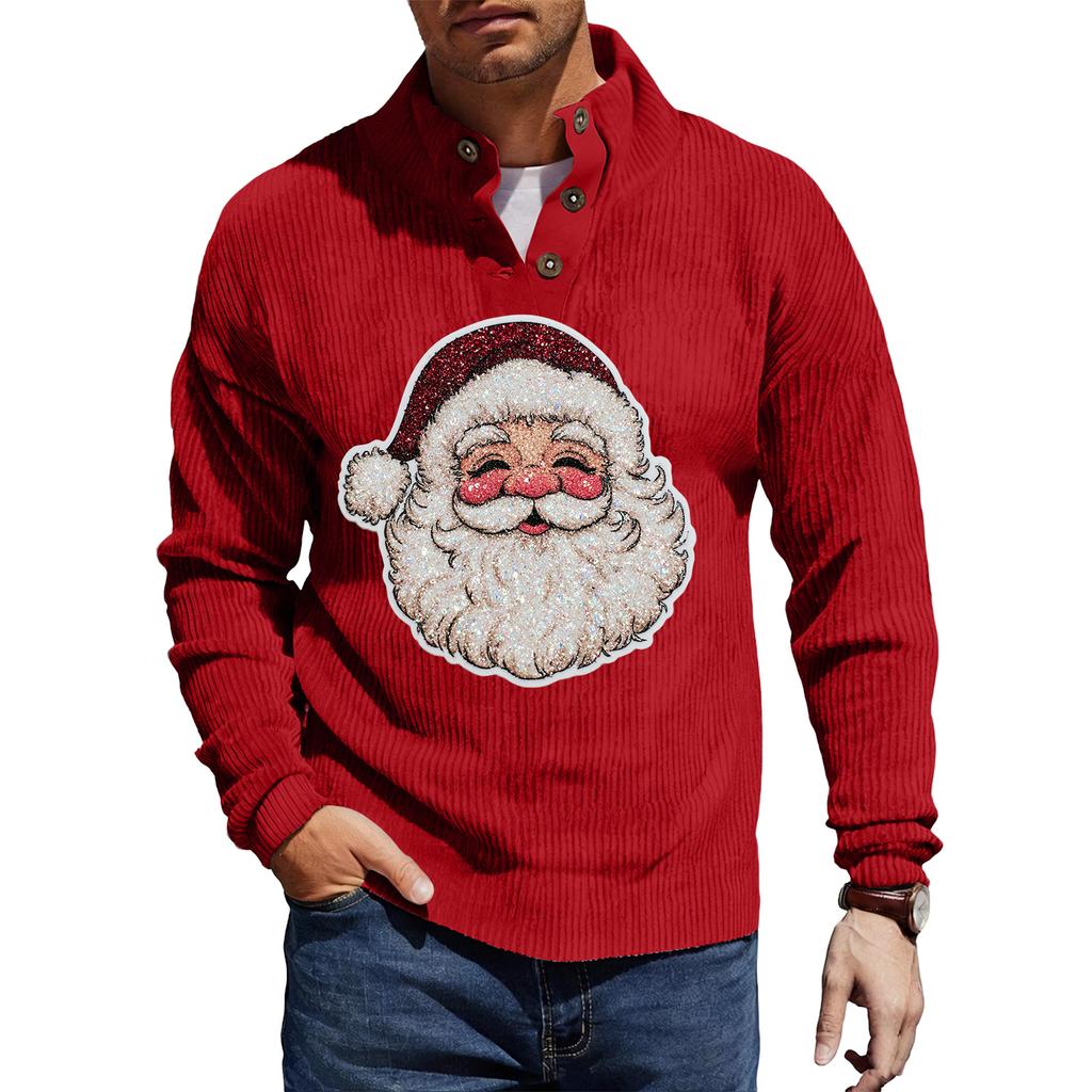 Мужская вельветовая рубашка на пуговицах с рождественским принтом