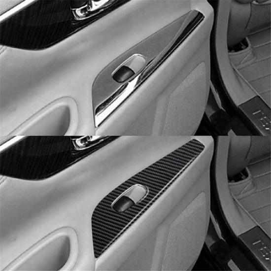 2Pcs Carbon Fiber Interior Rear Door Control Cover Trim For Nissan Altima Sedan