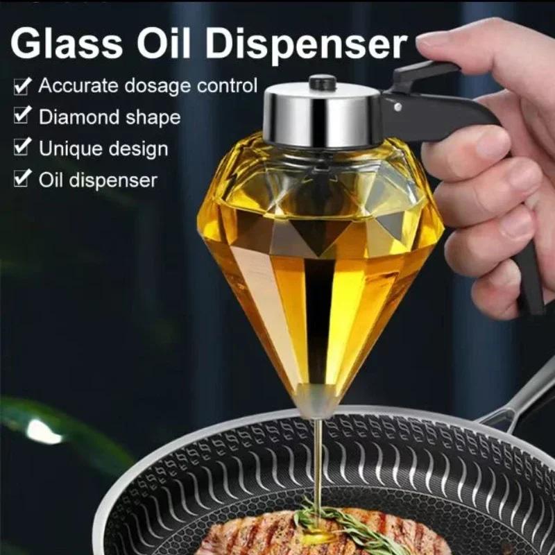 Диспенсер для оливкового масла из алмазного стекла с держателем, бутылка для оливкового масла, бутылка для масла и меда, кухонные принадлежности