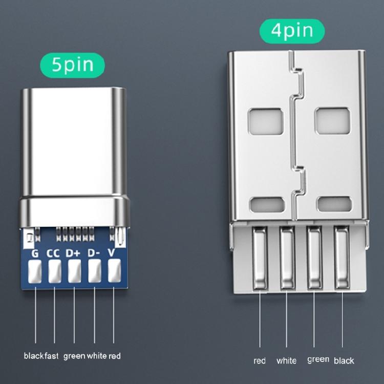 Разъем USB 2.0 Разъем USB 4 контакта/Type C 5 контактов Для монтажа на печатную плату Прямой втычной Разъем для печатной платы Адаптер для ремонта и замены