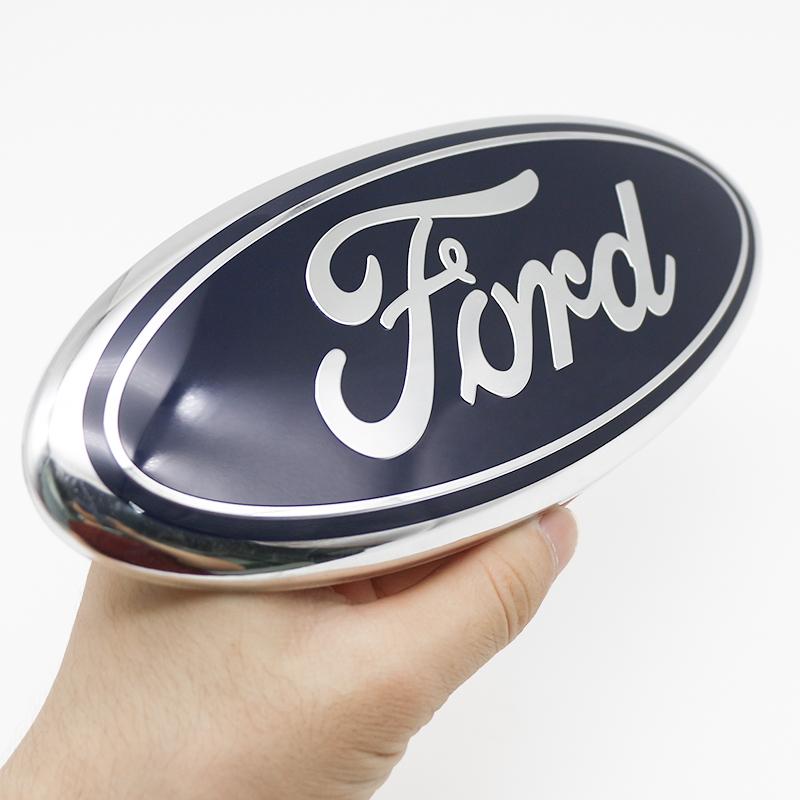HFVS5 Ford Metal All Sizes Logo For Focus Edge Mondeo Ecosport Fusion Fiesta Rear Trunk Emblem Metal Cover Sticker Badge Classic Blue