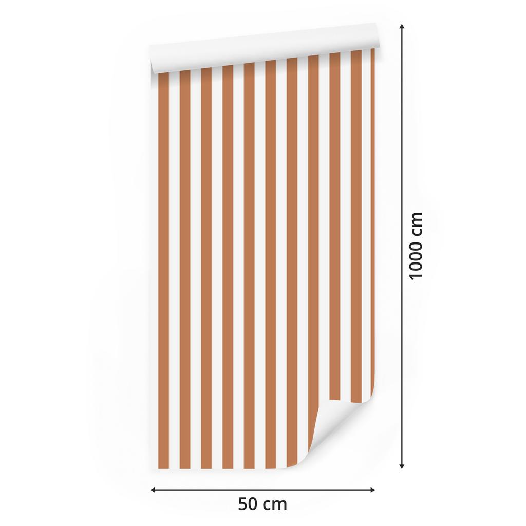 White and orange striped wallpaper for living room and bedroom 50x1000