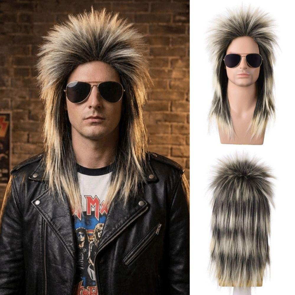 70s 80s Men Mullet Wigs Synthetic Hair Rocker Disco Wigs Retro Cosplay Costume Wig Carnival Party