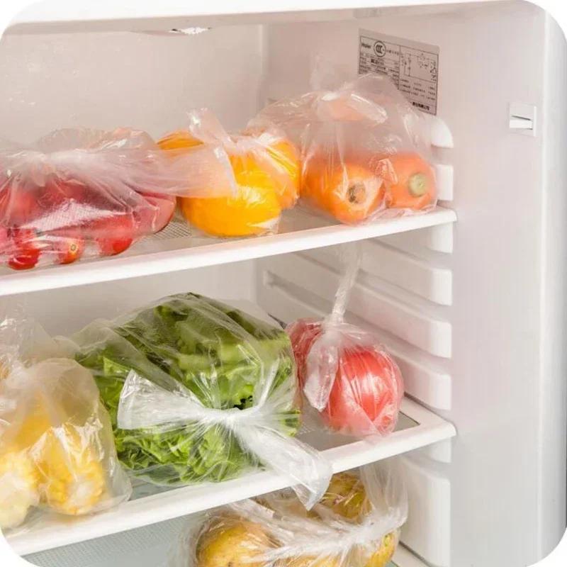 100 шт. прозрачный пластиковый одноразовый пакет для хранения свежих продуктов холодильник супермаркет свежий прозрачный пакет с ручками для продуктов питания