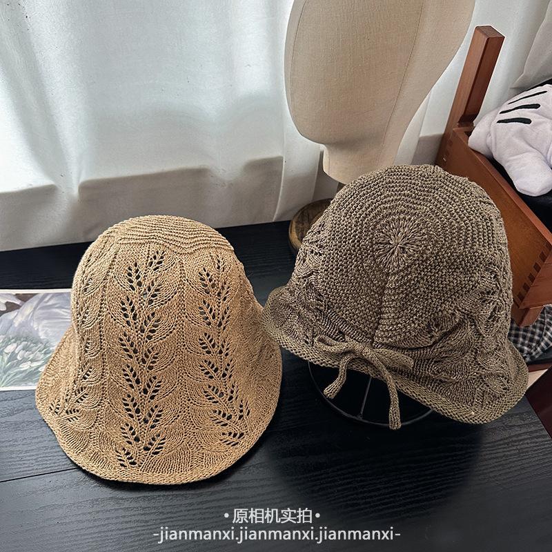 Basin Hat Women'S Fashion Hat Summer Fashion Versatile Woven Hollow Breathable Sunscreen Hat Sun Hat