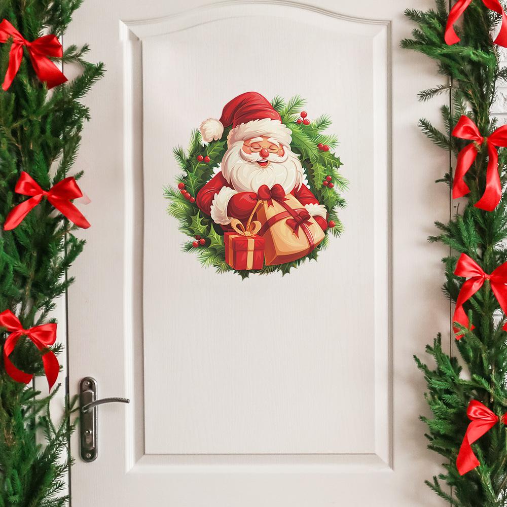 Fun-f218 Мультфильм Санта Венок Подарок Спальня Гостиная Кабинет Фон Ландшафтный Дизайн Наклейка На Стену