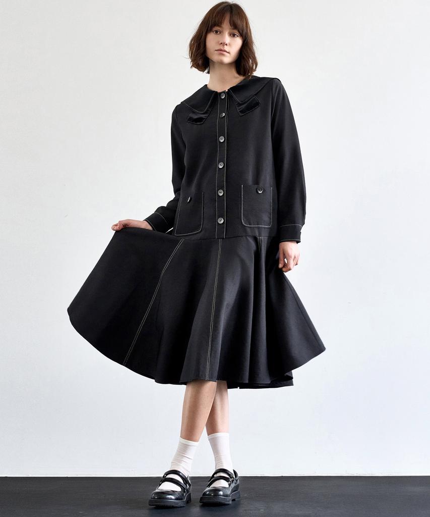 Mite Sailor Collor Flare Dress_Bk