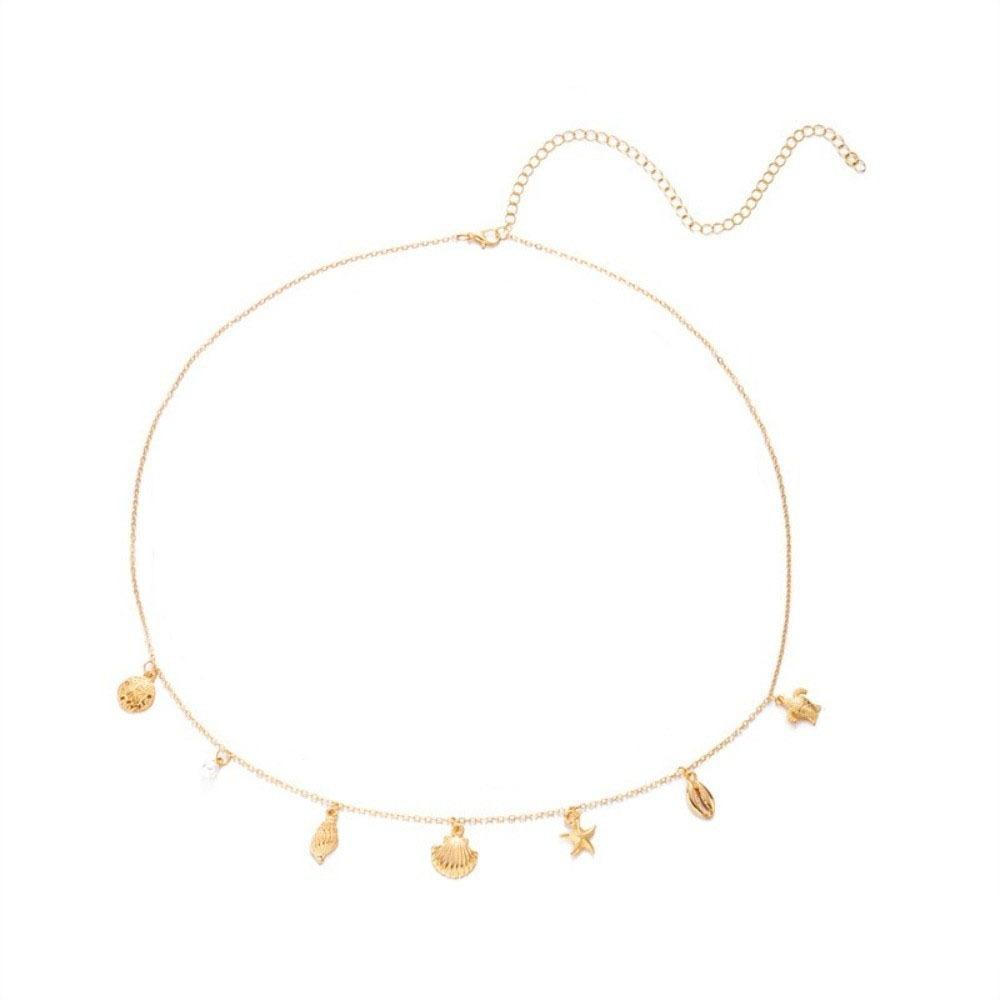 Gold Imitation Pearl Body Chain Shell Beads Belly Chain Fashion Starfish Waist Chain Bikini