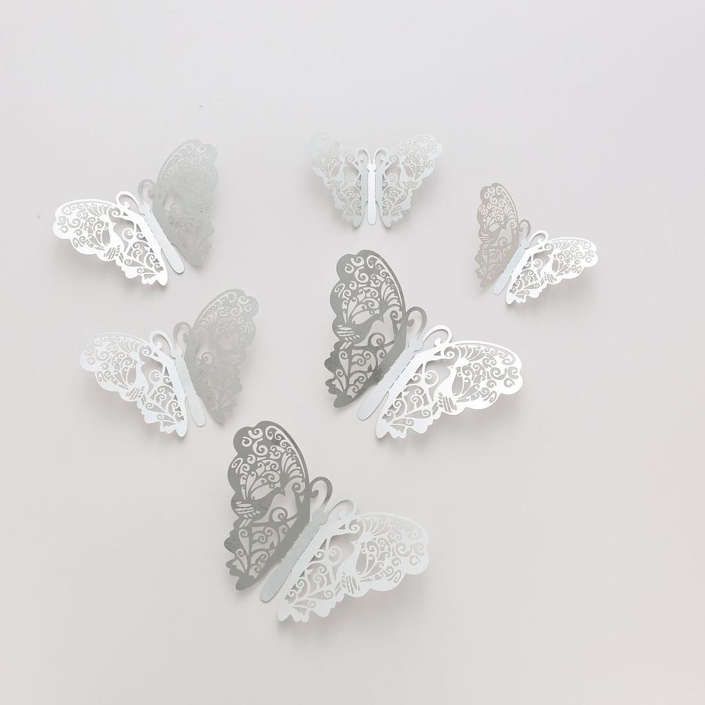 Butterfly Cake Toppers 12pcs Happy Birthday Stickers Topper for Cake Decorations 3D Wall Stiker Wedding Crafts Party Kids Gift