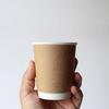 [Plastic Cups/Paper Cups] Takeout Disposable Cups, 80mm Diameter, 8oz, Double-Layered Insulated Kraft Cups with Opening Lids (Pack of 100)