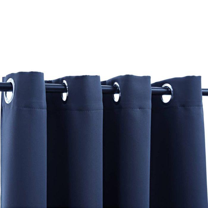 Rideau occultant - vidaXL - 290x245 cm - Bleu - Œillets en métal - Polyester lavable