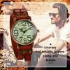 JewelryWe Antique Bracelet Analog Leather Gift for Family Watch, Waterproof, Numerals, Strap, Unisex, Casual, Popular, Birthday, Anniversary, Lover,