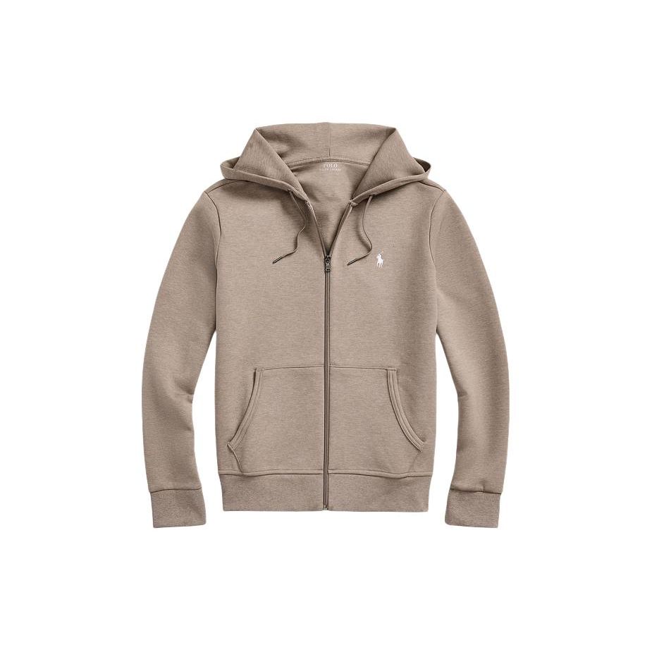 Polo Ralph Lauren Ss24 Однотонная толстовка с капюшоном на молнии, вышитым логотипом, с длинным рукавом, мужская, темно-серо-коричневая, MNPOKNI16823458-200