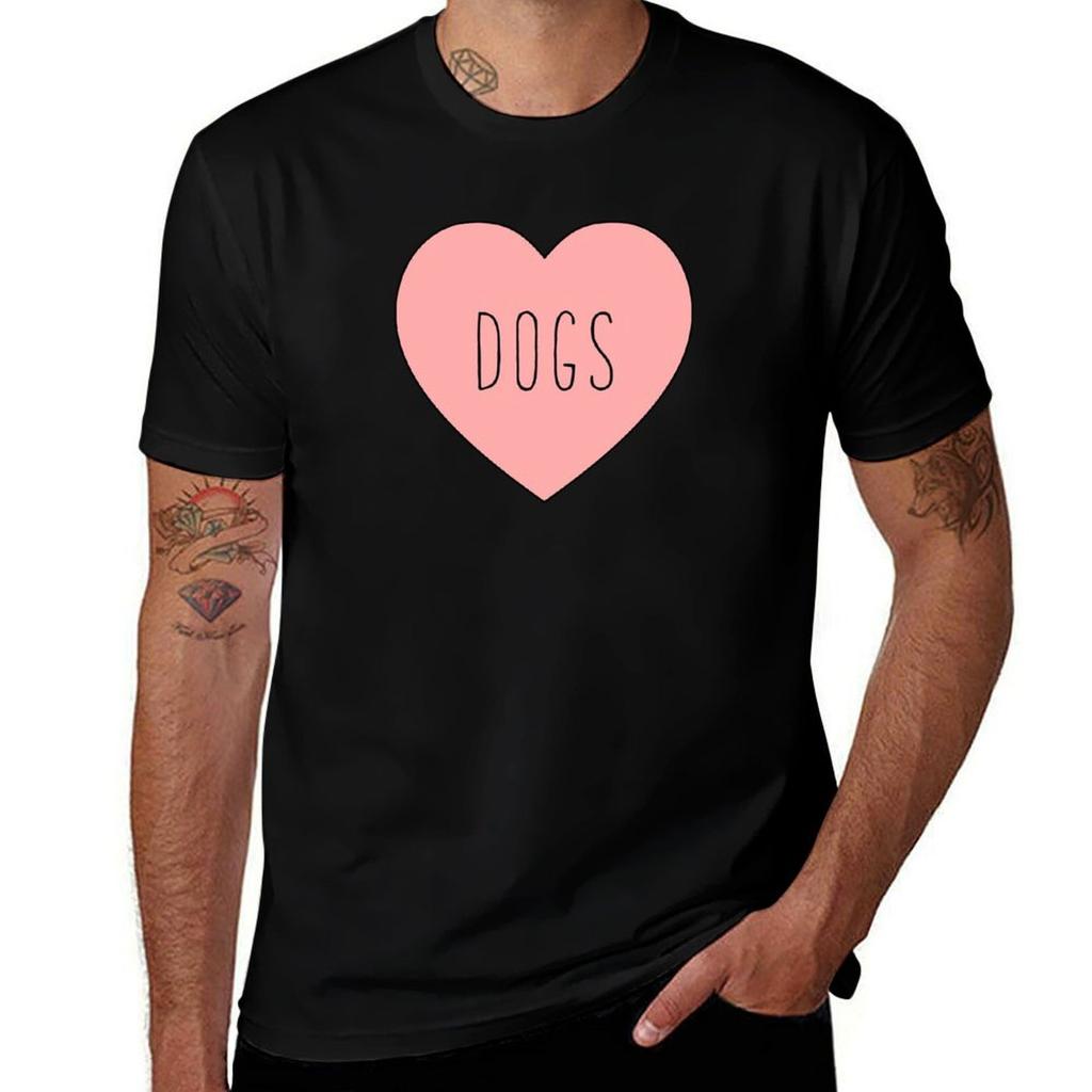 I Love Dogs Heart Dog Tshirt Basic Simple Casual Short Sleeve Tee