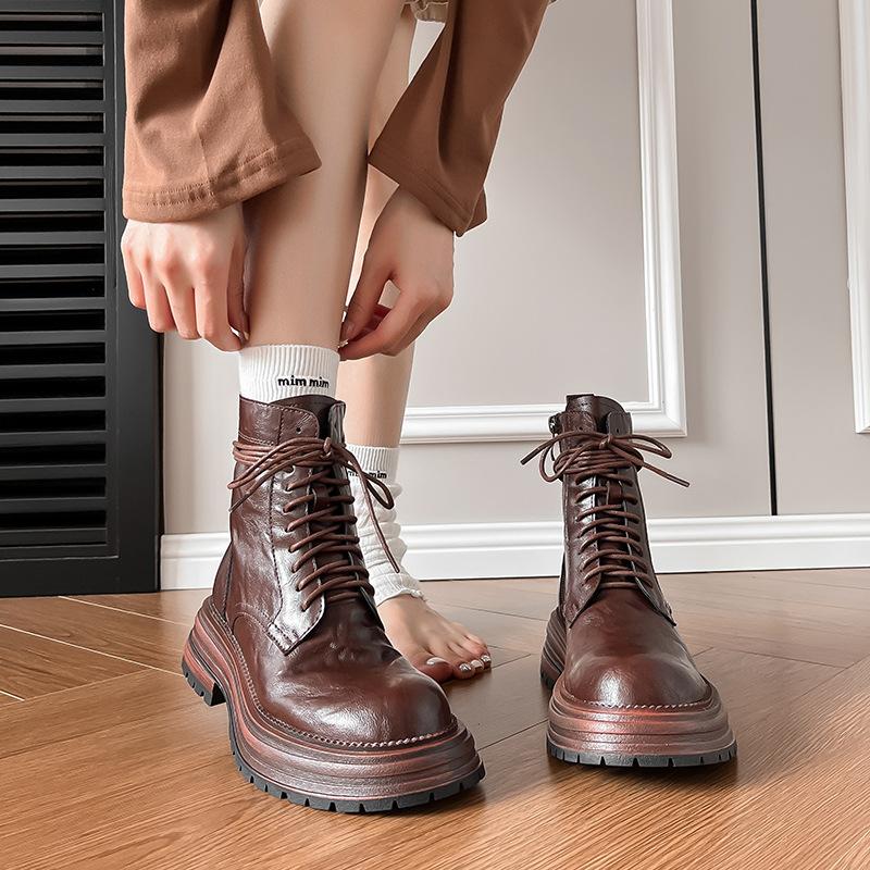 Британские ретро ботинки Мартин на шнуровке на толстой подошве осенне-зимние одинарные ботинки изысканные вручную потертые ботильоны на толстом каблуке женские локомотивные б