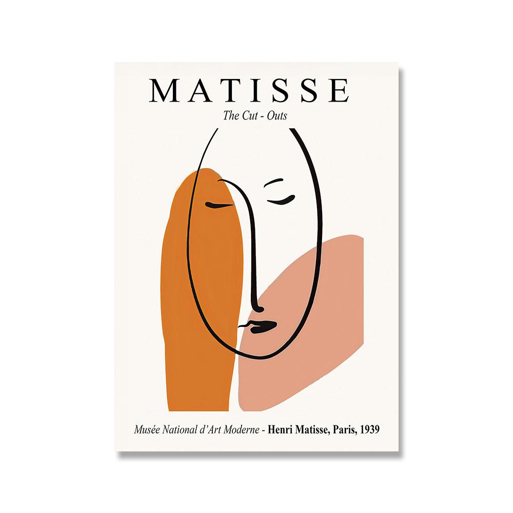Matisse Geometry Wall Art Decor Poster Neutral Abstract Line Face Canvas Prints Modern Minimal Wall Pictures For Living Bed Room