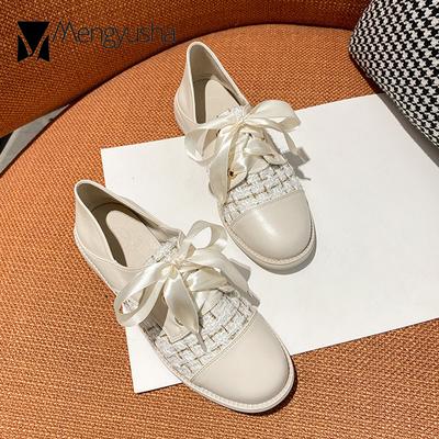 Модные оксфордские туфли на шнуровке с лентой, женские кожаные балетки в стиле пэчворк, кроссовки из клетчатой ткани, женские роскошные дизайнерские мокасины, большой размер 42/43