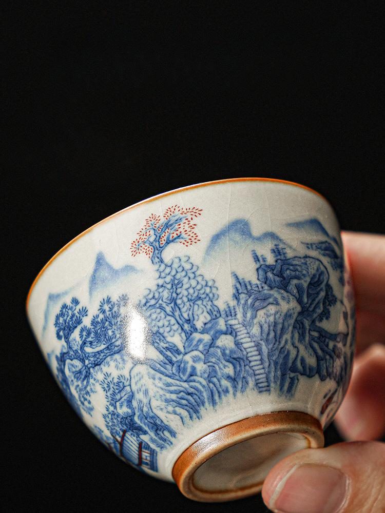 Huang Ru Kiln Retro Teapot Landscape Ceramic Teaware Simplicity Small Household Light Luxury High-end Kung Fu Tea Cup Tea Tray