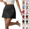 Women's Summer Fashion Satin A-line Skirt High Waist Solid Color Short Half-body Skirt