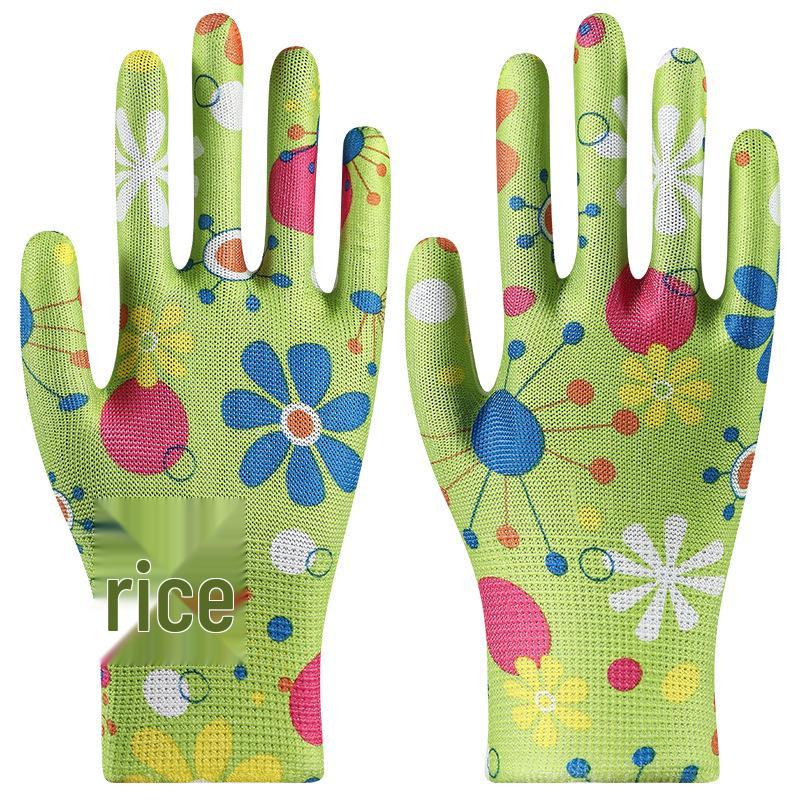 Lightweight Breathable Nylon Gardening Gloves - Wear-Resistant, Multi-Color Patterns