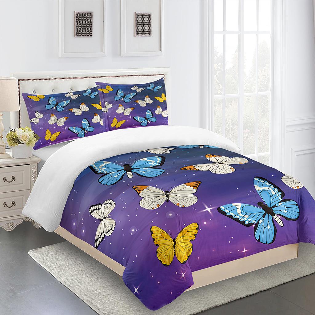 SkinFriendly Modern Queen King Full Dreamy Colorful Butterfly Girl3Pcs Size Polyester 2 Seater 200x200 240x220 160x200 Quilt