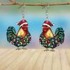 Cross-border new colorful light strings, cock earrings, flat acrylic Christmas gifts, creative funny animal earrings.