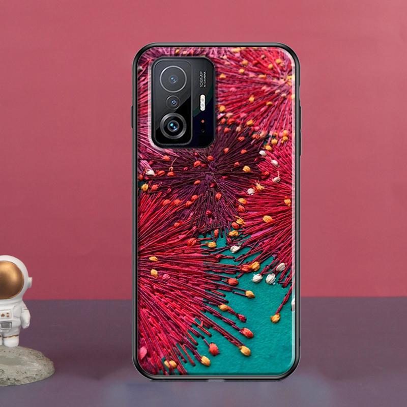 Embroidery Flowers For POCO X5 X3 F5 Pro X4 F4 GT M5s C40 F3 Case For Xiaomi 13 Lite 12 11T 12T Pro 12X Cover