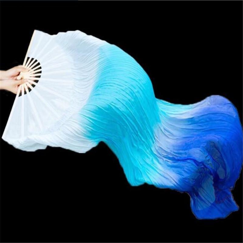 Hand-Made Faux Silk Belly Dance Fan Veils - Bamboo Long Fans Veils Available In 6 Stunning Colors for Dance Performances
