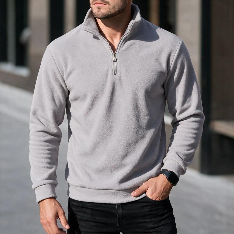 Men S Solid Half Zip Casual Stand Collar Long Sleeve Sweatshirt
