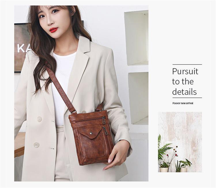 Женская стильная ретро сумка кроссбоди - Мягкая кожа, Европейский и американский стиль, Маленькая наплечная сумка для телефона