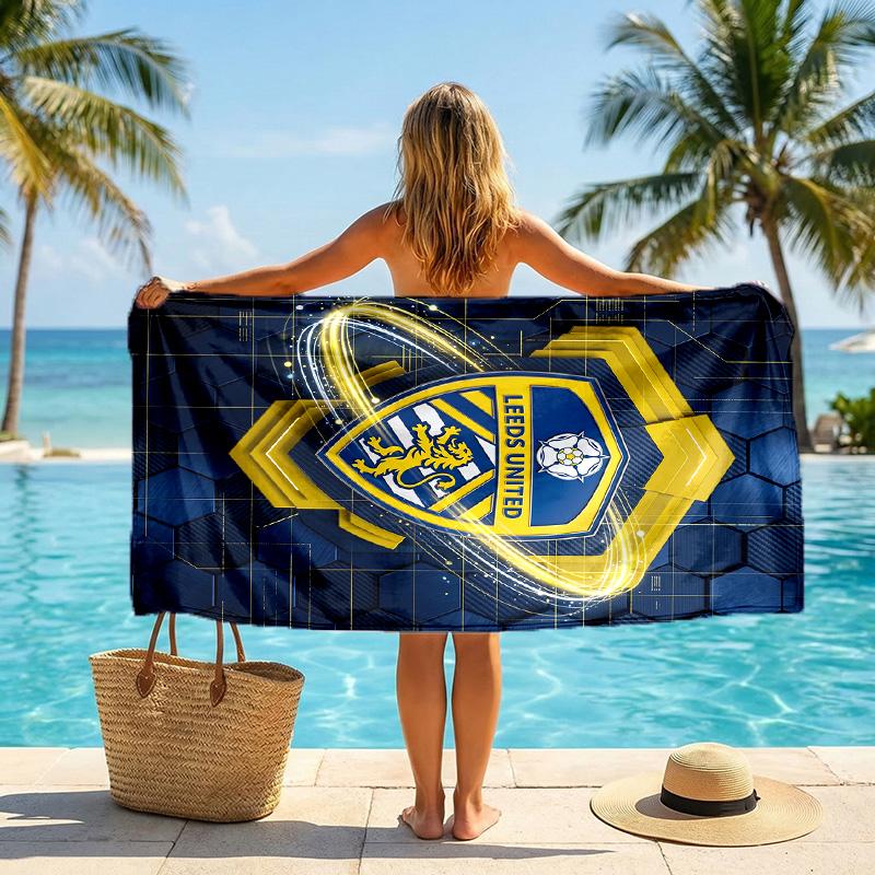 Пляжное полотенце Leeds United Football Мягкое из микрофибры Летнее полотенце Быстросохнущее Впитывающее полотенце для пляжа Бассейна Путешествий