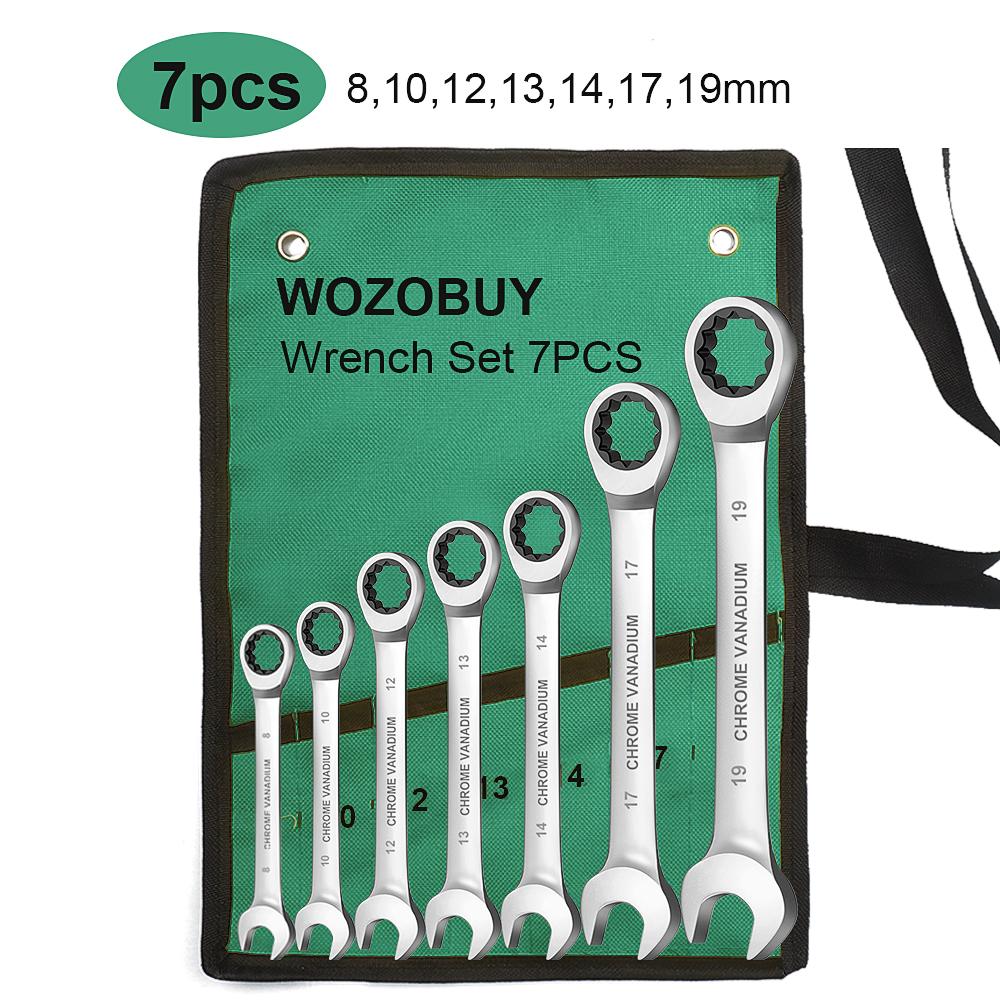 Key Ratchet Wrench Set 72 Tooth Gear Ring Torque Socket Wrench Set Metric Combination Ratchet Spanners Set Car Repair Tools