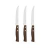 Tramontina Traditional Steak Knives, 21cm, 3-Piece Set, with Heavy-Duty Natural Wood Handles, Triple-Tempered, Lightweight and Durable, Made In Brazil