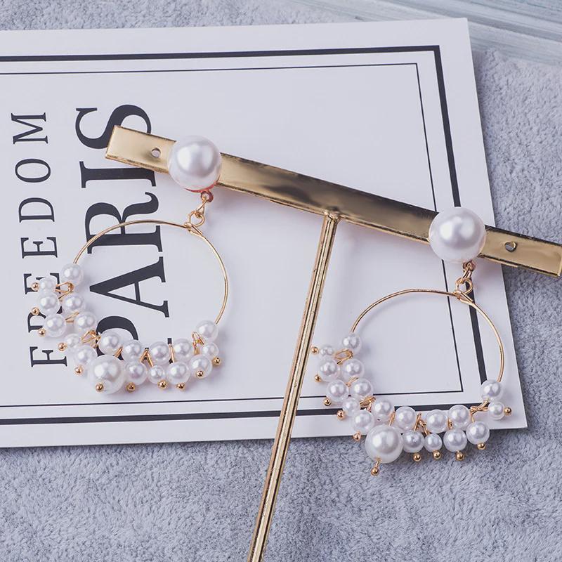 Длинные серьги-кисточки с жемчугом Dongdaemun Hollow Circle — элегантный, простой дизайн для женщин