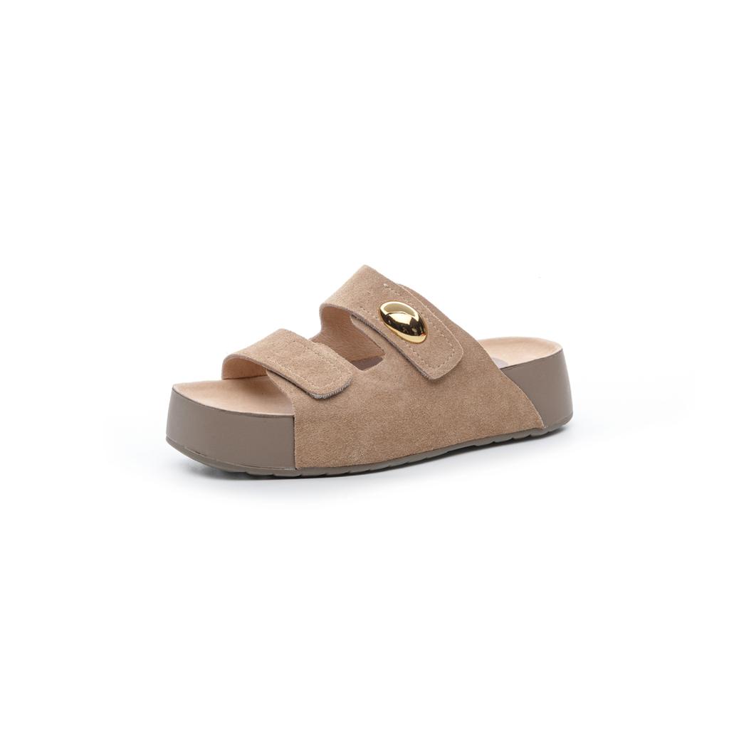 Тапочки Женские Летние Новые На Липучке Однословные Повседневные Римские Женские Туфли на Платформе 55020-6