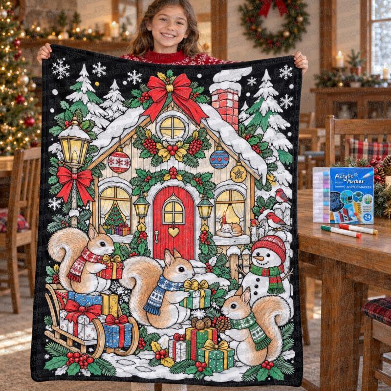 Santa Claus Coloring Flannel Blanket 2026 All Season Office Nap Soft