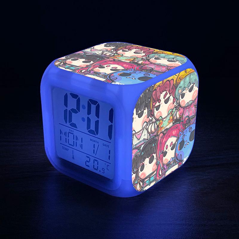 KPop Demon Hunters Cartoon Anime Rumi Mira Zoey Alarm Clock Night Light Student Fashion Personalized Bedside Electronic Clock