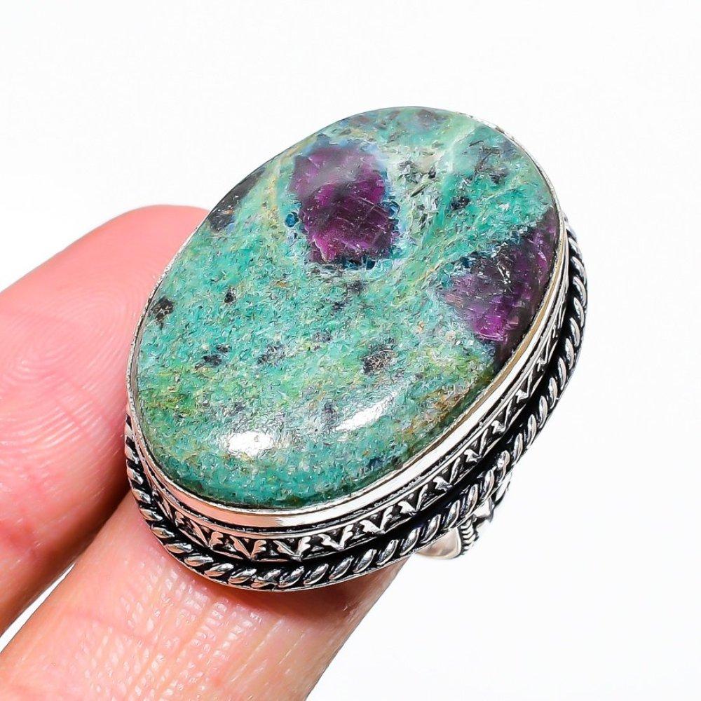 Кольцо из серебра 925 пробы с рубиновым фукситом, созданное в лаборатории, размер 6 m2A69