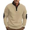 Men's Contrasting Color  Loose Casual Fleece  Stand Up Collar Pullover Half Zipper Long Sleeved Sweatshirt