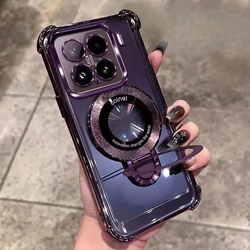 Для Xiaomi 15T Pro Чехол Противоударный Магнитный Кронштейн Чехол для телефона Для Mi 15 T 15T 14T 13T Pro Подставка Прозрачная Мягкая Силиконовая Крышка