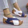 Women's Fashion Clash Colour Slope Heel Sandals,Open Toe Summer Shoes,Cross Strap Design,Mid Heel Platform,Non-Slip Sole,Comfortable Walking Shoes,