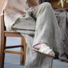 Модные льняные винтажные однотонные брюки с длинными рукавами, осенние женские повседневные винтажные брюки в стиле ретро