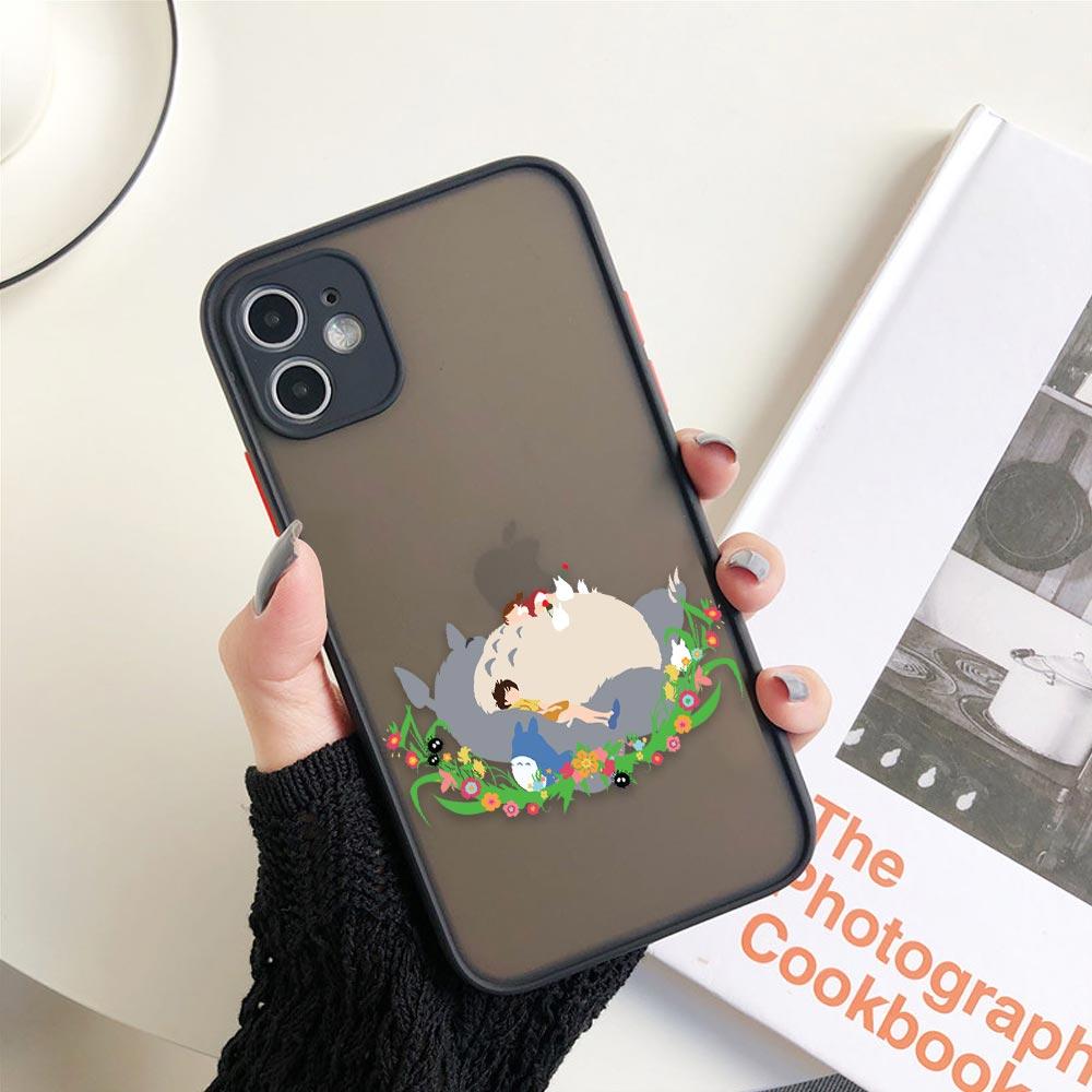 Чехол для телефона с японским аниме и забавным Тоторо для iPhone 11 12 13 14 Pro Max XR X 8 7 Plus Pro XS Mini Skin Feeling Cases Silicone Cover