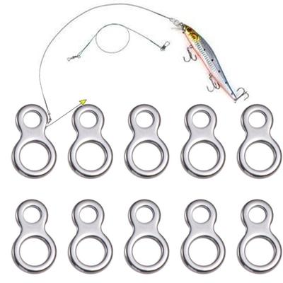 10Pcs Double 8 Fishing Solid Ring 8 Shape Fishing Lures Connectors Jigging Rings Swivels Ocean Boat